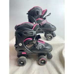 Mongoose Kids Roller Skates Black Pink Adjustable Size 1 4 Girls